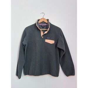 Patagonia Synchilla Snap-T Fleece Pullover Gray Pink Trim Womens Medium STY25455